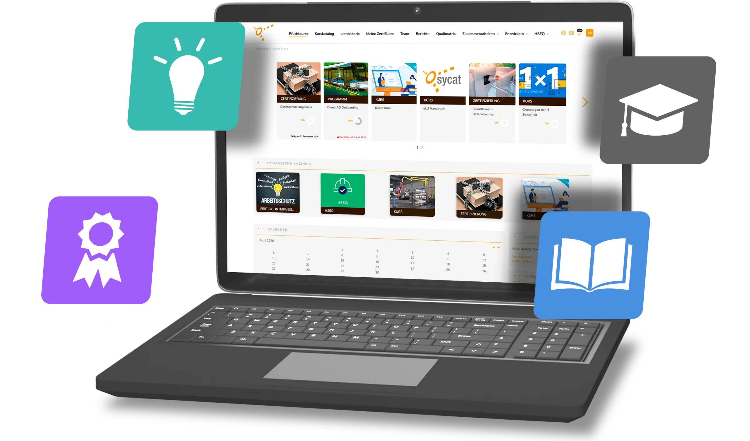 sycat-eLU_Autorentool Schulungen, Sicherheitstrainings und Weiterbildungskurse einfach selber erstellen mit dem integrierten Autorentool von sycat eLU oder im Marketplace buchen