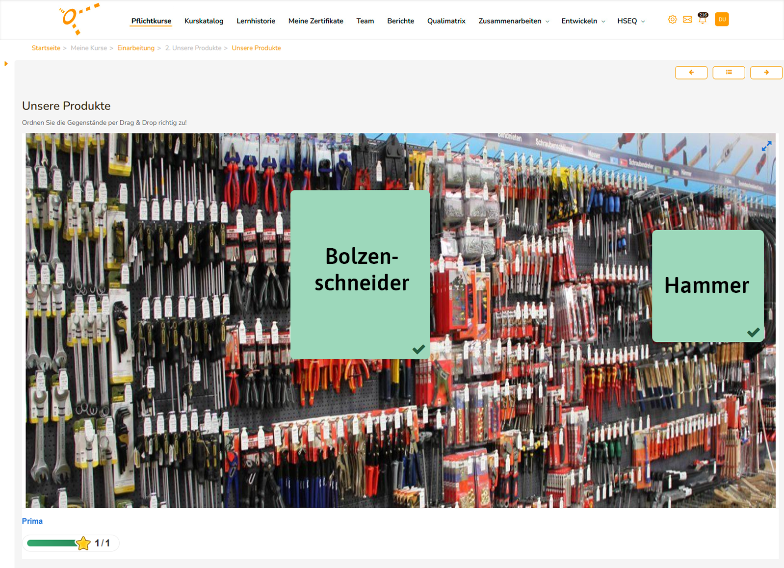 sycat_eLU-Screenshot-Produktschulung Schulungen, Sicherheitstrainings und Weiterbildungskurse einfach selber erstellen oder im Marketplace buchen